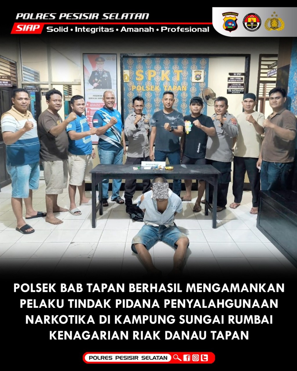 Polsek BAB Tapan Berhasil Ringkus Pelaku Penyalahgunaan Narkotika di Kampung Sungai Rumbai&nbsp;Tapan.
