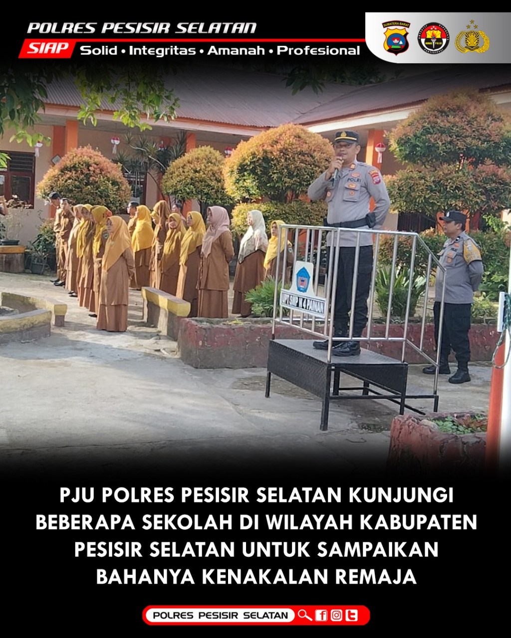 Police Goes to School. Polres Pessel Sampaikan Bahaya Kenakalan&nbsp;Remaja