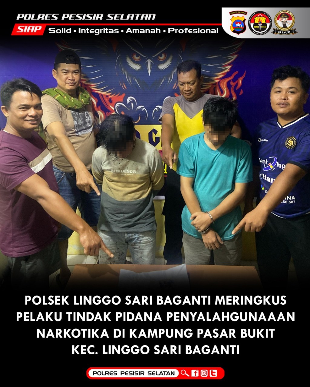 Polsek Linggo Sari Baganti Berhasil Menangkap Pelaku Pengguna Sekaligus Pengedar Narkoba di Kampung Pasar&nbsp;Bukit.