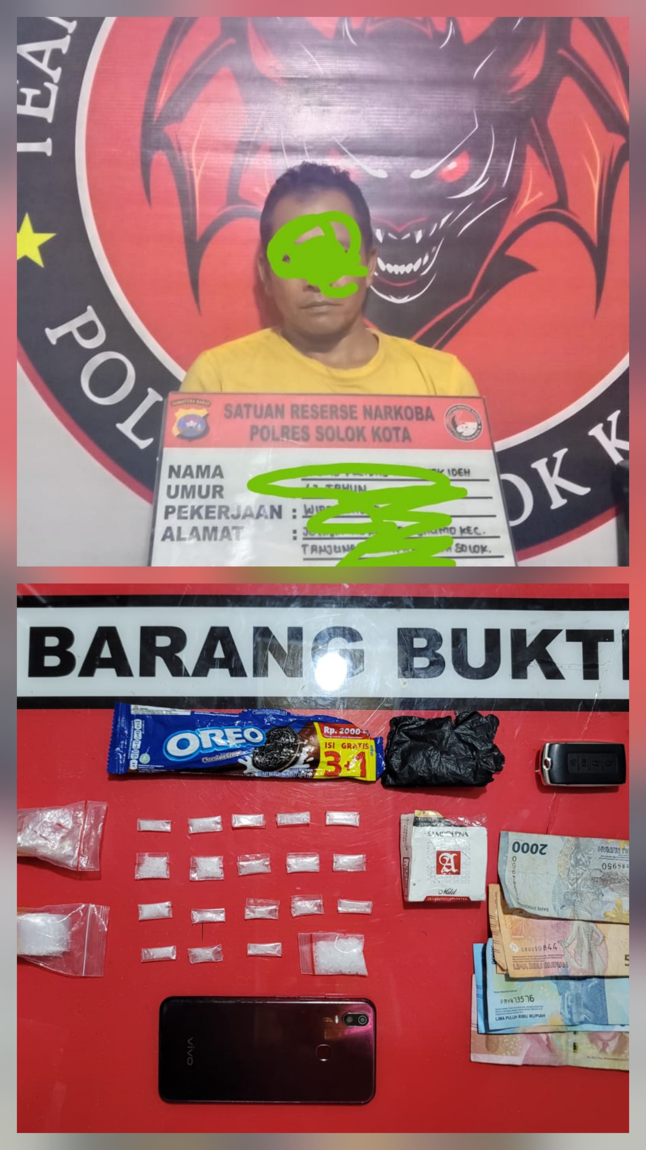 Satu Jam Setelah Penangkapan E, Satres Narkoba Kembali Amankan Seorang Pria Diduga Pengedar Sabu di Kota Solok