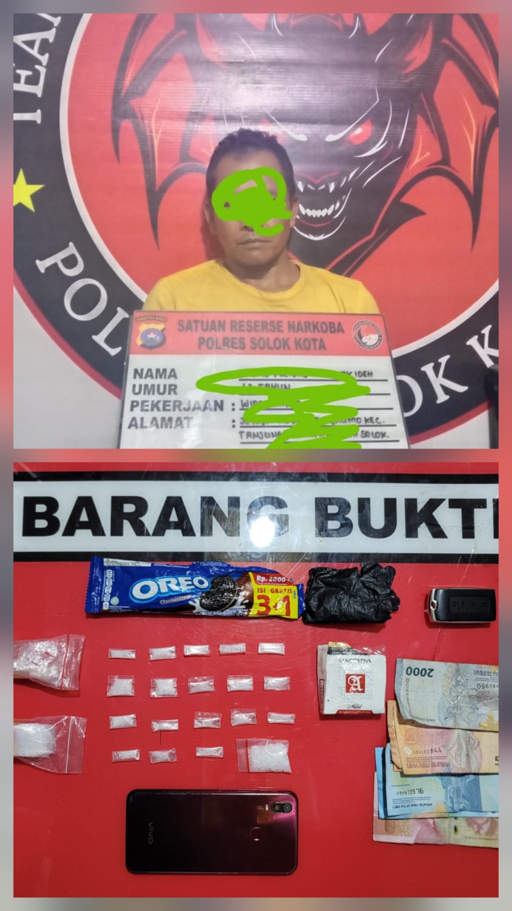 Satu Jam Setelah Penangkapan E, Satres Narkoba Kembali Amankan Seorang Pria Diduga Pengedar Sabu di Kota&nbsp;Solok