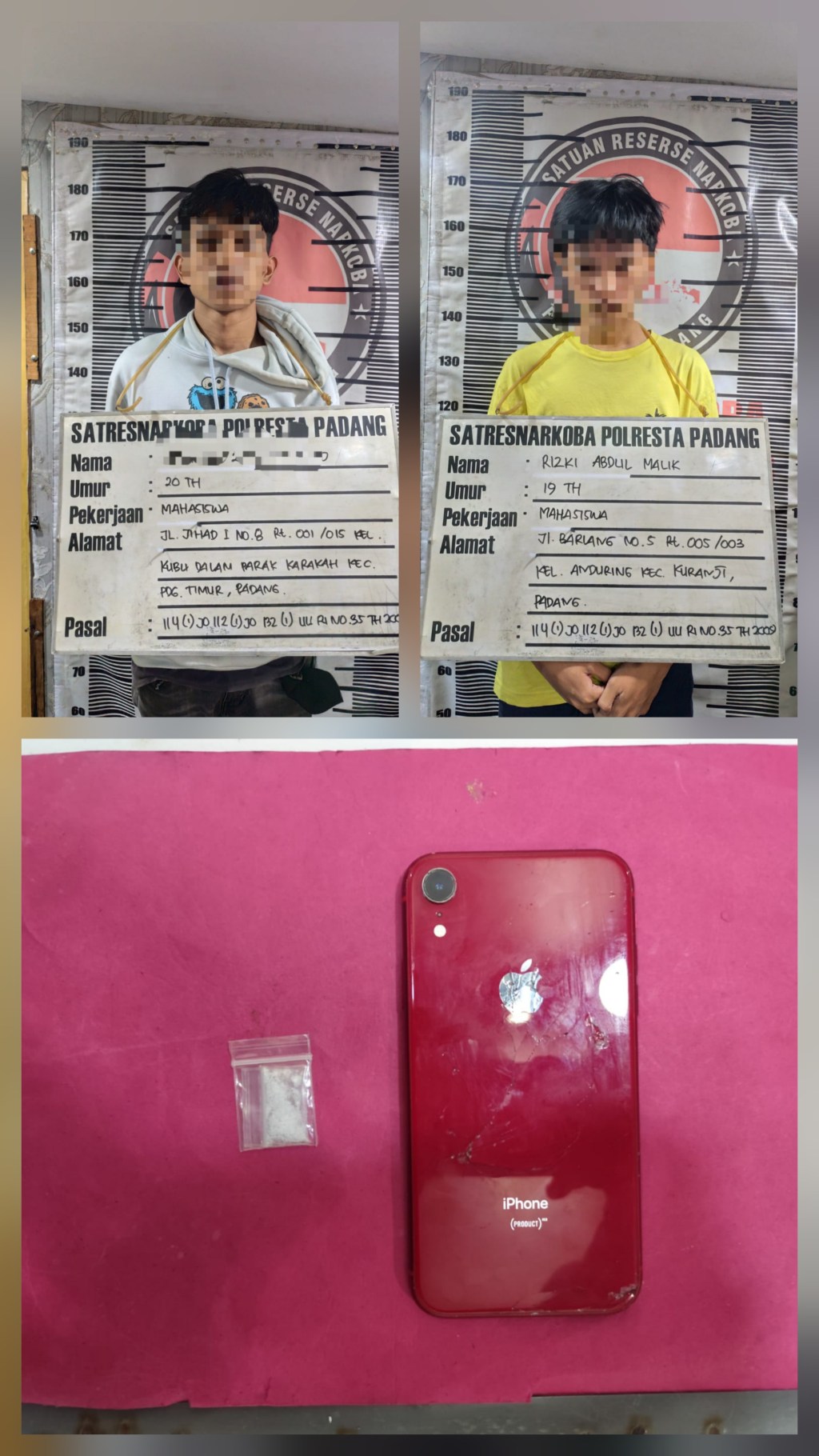 Miliki Narkoba Jenis Sabu, Dua Orang Mahasiswa Diamankan Polisi di Purus&nbsp;Padang