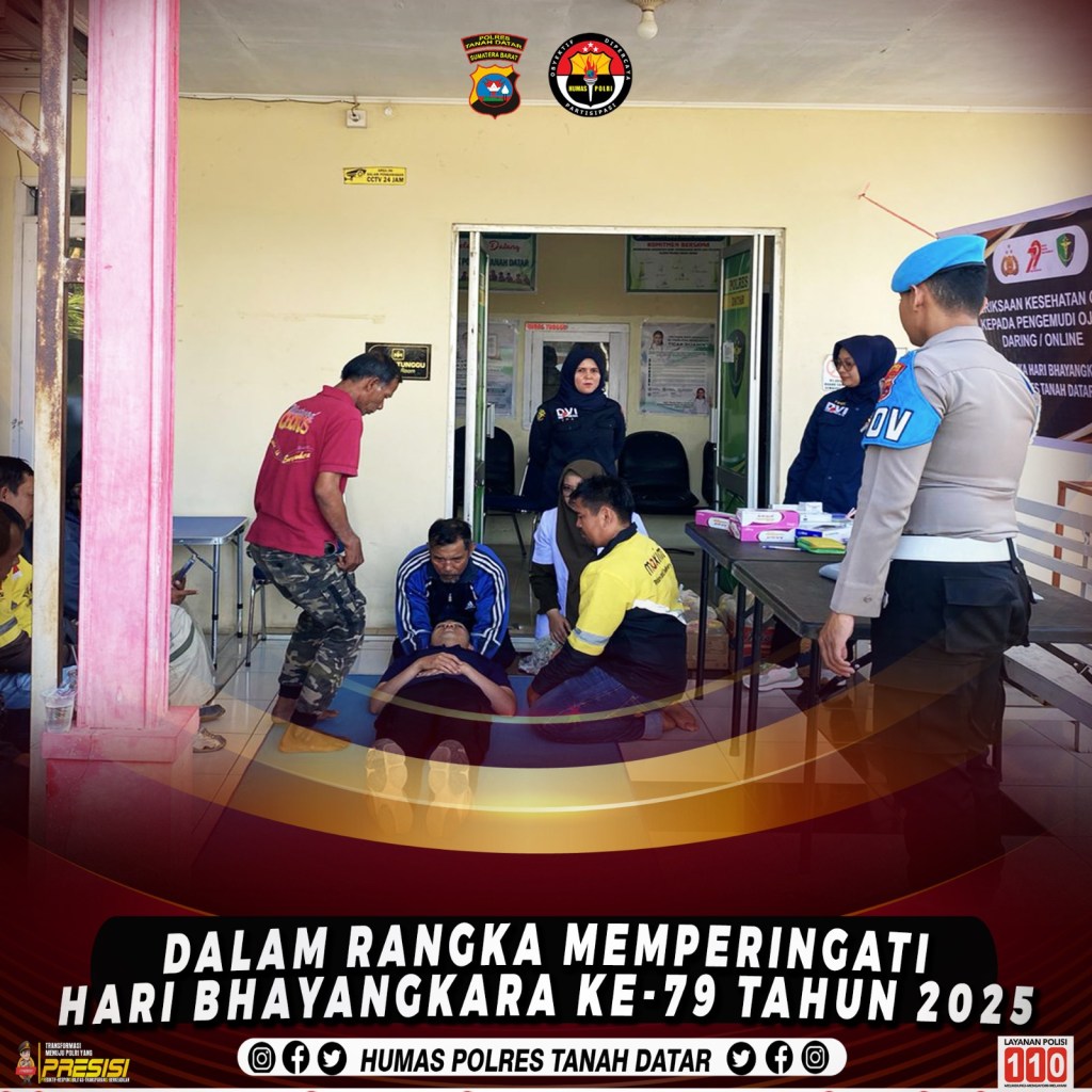 Sambut Hari Bhayangkara ke -79, Polres Tanah Datar Gelar Pelatihan Bantuan Hidup Dasar Pada Pengendara Ojol dan&nbsp;Masyarakat