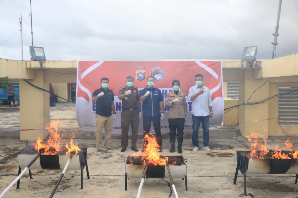 Polda Sumbar Musnahkan Barang Bukti Ganja 15,9 Kilogram di Mapolda&nbsp;Sumbar