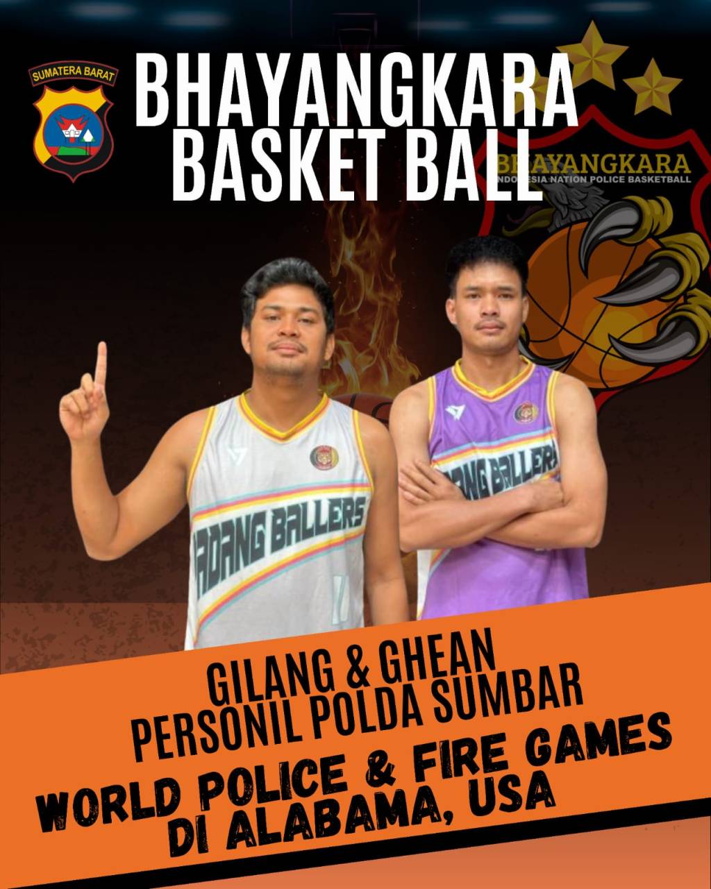 Dua Personel Polda Sumbar Perkuat Tim Polri ke Alabama, Amerika Serikat; Kejuaraan Dunia Basket Polisi&nbsp;2025