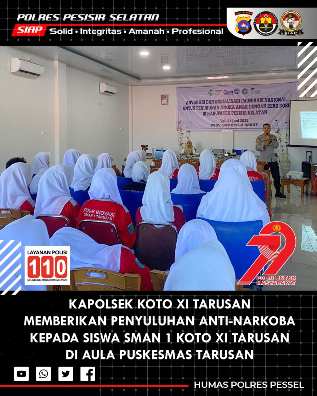 Kapolsek Koto XI Tarusan Edukasi Bahaya Narkoba di Forum Genre SMAN 1&nbsp;Tarusan