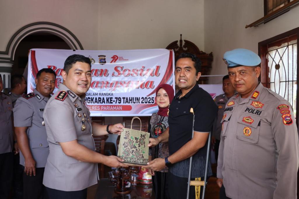 KAPOLRES PARIAMAN GELAR BANTUAN SOSIAL DAN ANJANGSANA DALAM RANGKA HARI BHAYANGKARA&nbsp;KE-79