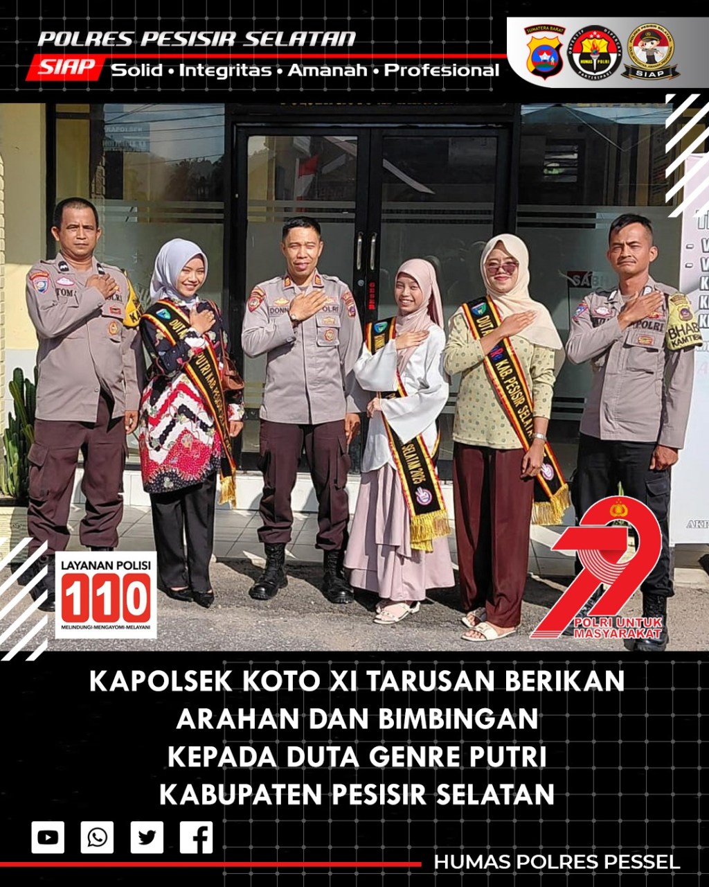 Kapolsek Koto XI Tarusan Berikan Arahan dan Bimbingan kepada Duta Genre Putri Kabupaten Pesisir&nbsp;Selatan