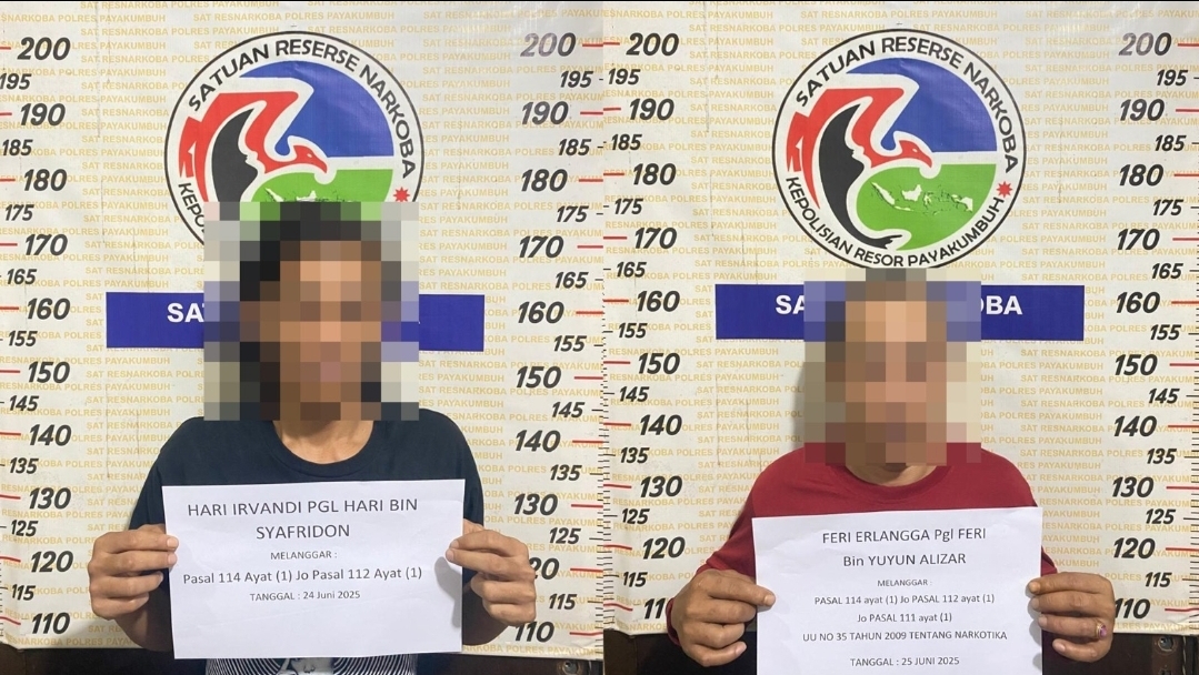 Transaksi Narkotika Jenis Sabu, Dua Orang Tersangka Diringkus Tim Buser Sat Narkoba Polres Payakumbuh