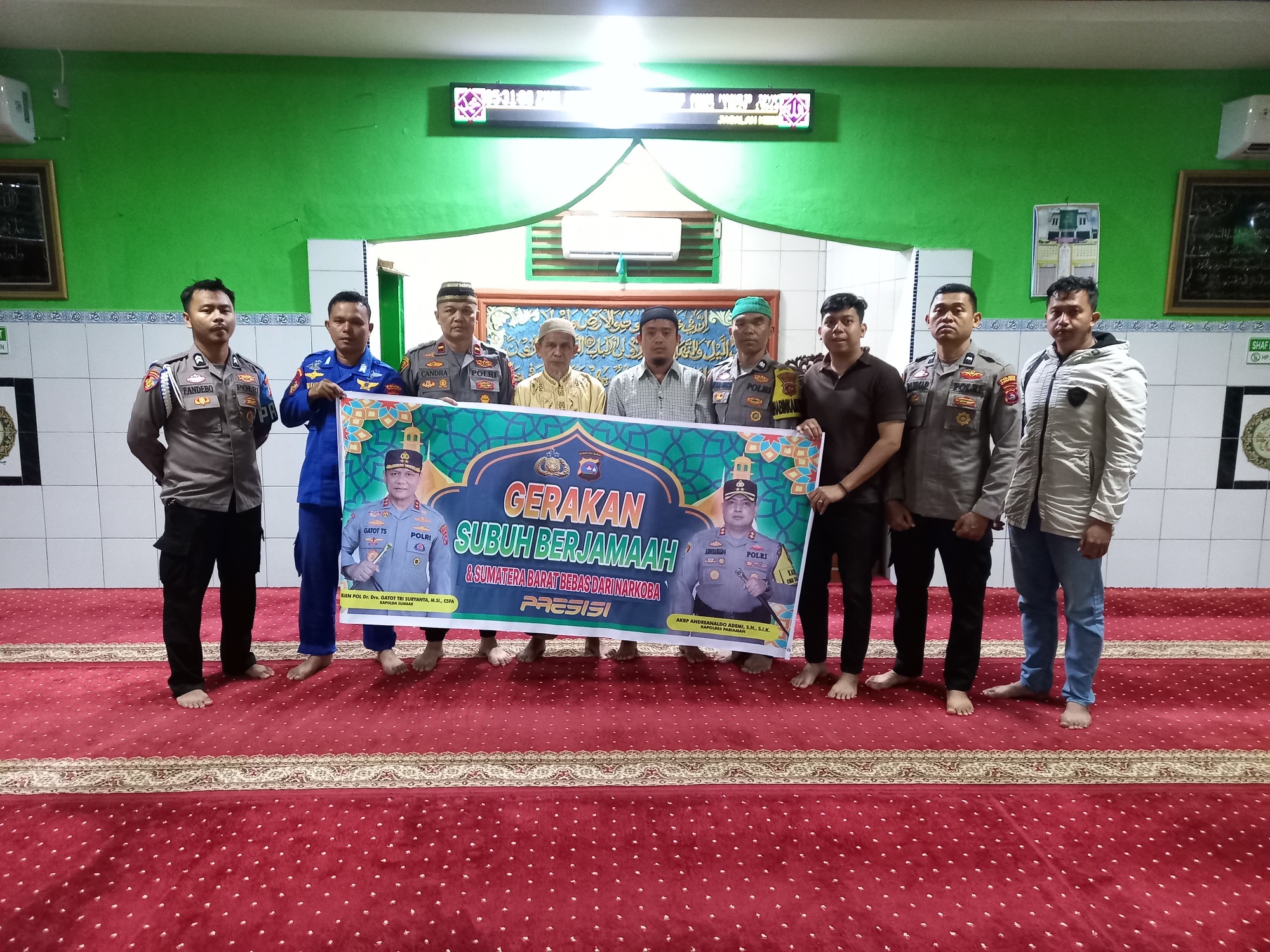 Gerakan Subuh Berjamaah (GSB) Polres Pariaman di Masjid Mudjahidin Pariaman