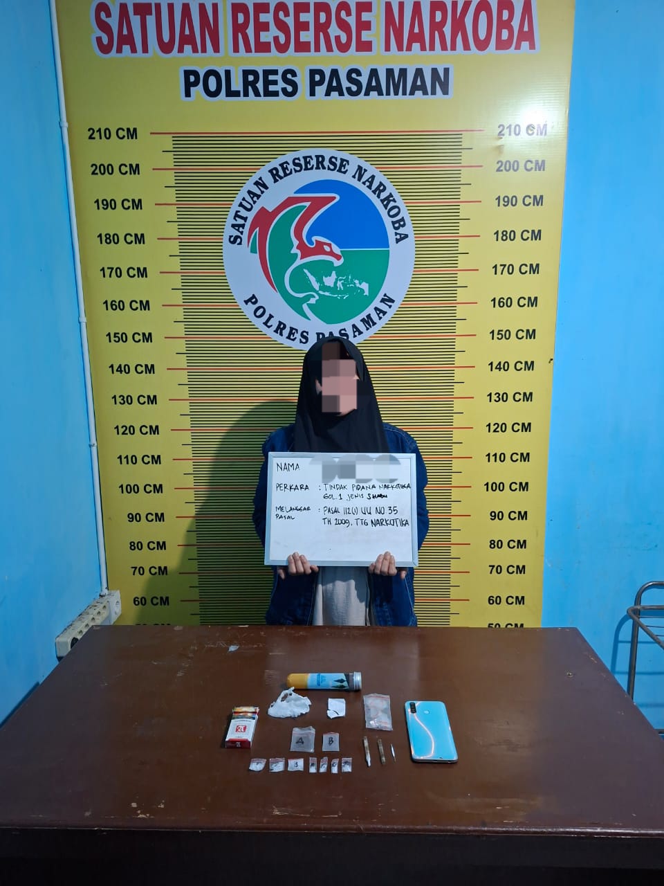 Unit Opsnal Satresnarkoba Polres Pasaman Tangkap Wanita Berinisial MA, Sita Tujuh Paket Sabu