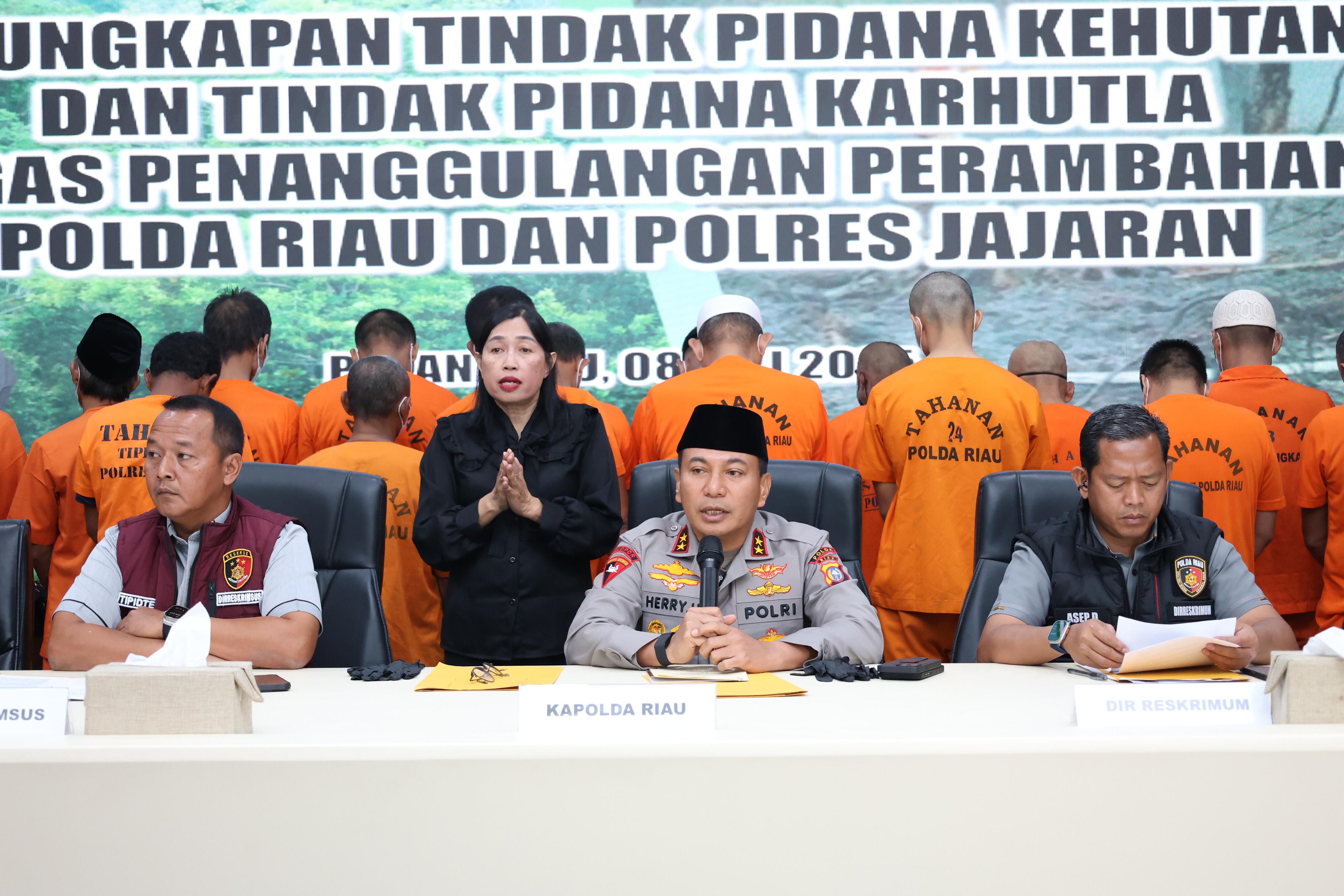 Polda Riau Tangkap 46 Tersangka Kejahatan Kehutanan, Tegaskan Komitmen Penegakan Hukum