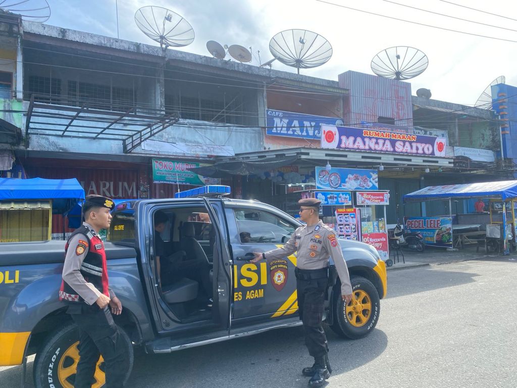 Beri Rasa Aman kepada Pengunjung Pasar, Polres Agam Gelar Patroli&nbsp;KRYD