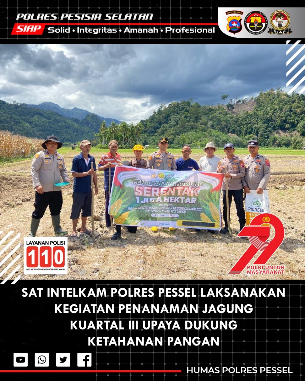 Sat Intelkam Polres Pesisir Selatan Dukung Ketahanan Pangan Melalui Penanaman Jagung&nbsp;Serentak
