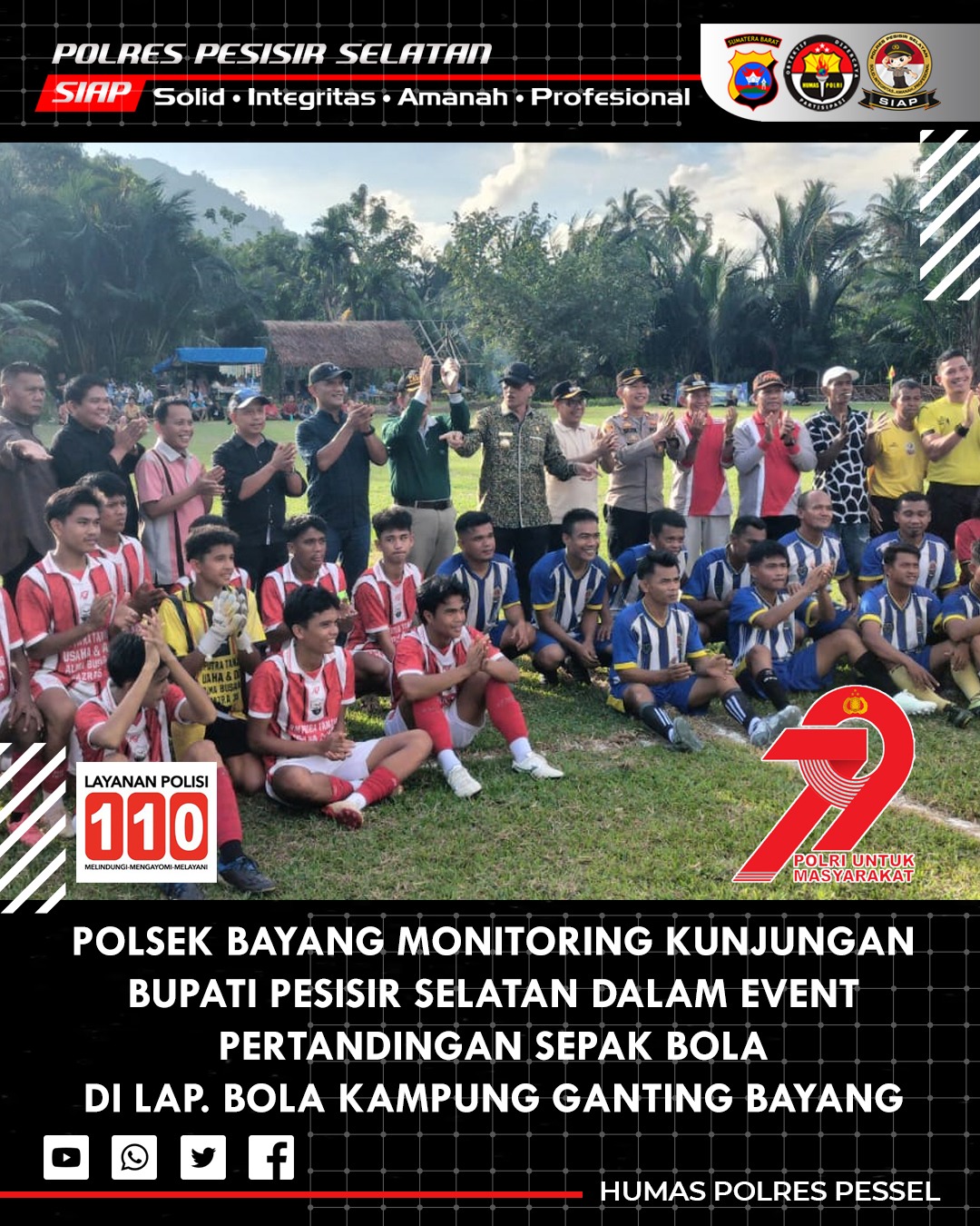 Kapolsek Bayang Hadiri Pembukaan Open Turnamen Bola Kaki Zulpian DPRD Cup 1