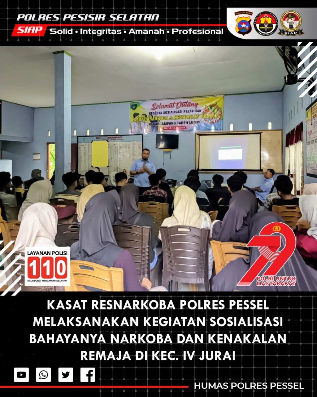 Satresnarkoba Polres Pessel Gelar Sosialisasi Bahaya Narkoba dan Kenakalan&nbsp;Remaja