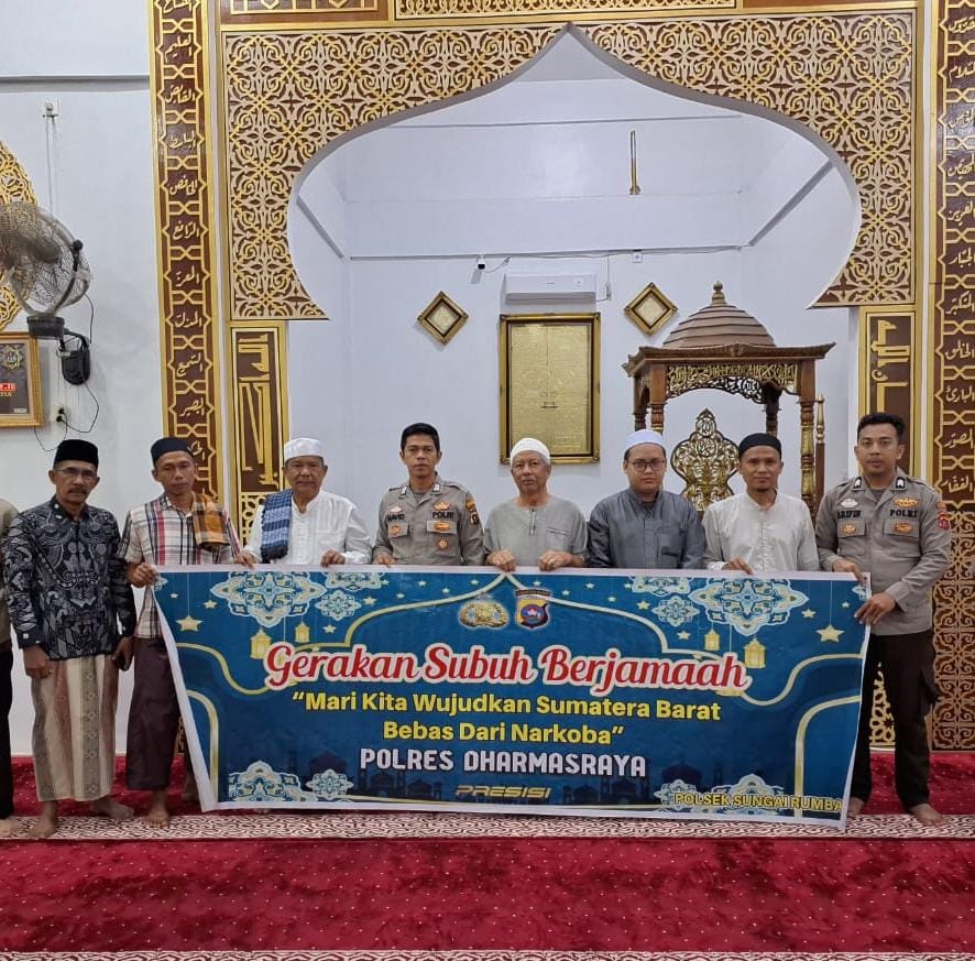 Polsek Sungai Rumbai Gelar Sholat Subuh Berjamaah dan Sosialisasi Bahaya&nbsp;Narkoba