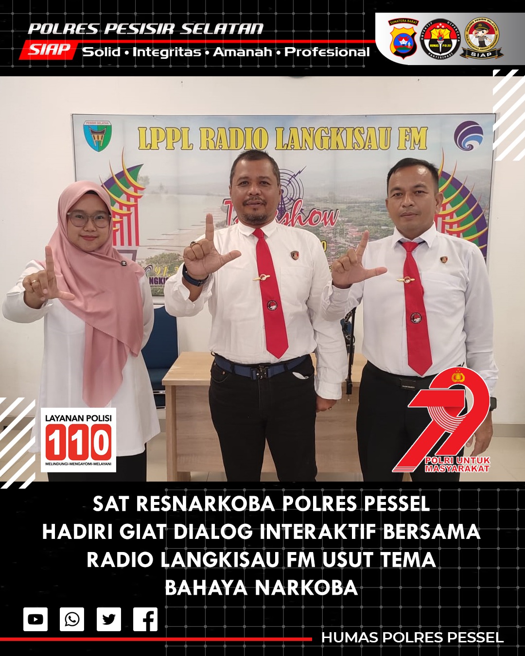 Satresnarkoba Polres Pesisir Selatan Gelar Dialog Interaktif Bahaya Narkoba di Radio Langkisau FM