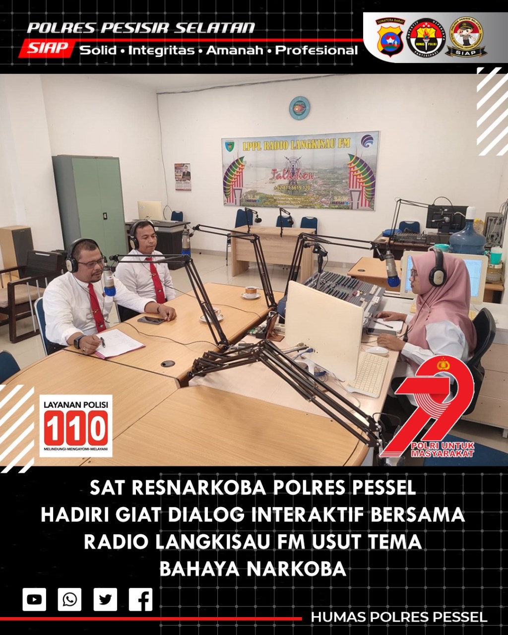 Satresnarkoba Polres Pesisir Selatan Gelar Dialog Interaktif Bahaya Narkoba di Radio Langkisau&nbsp;FM