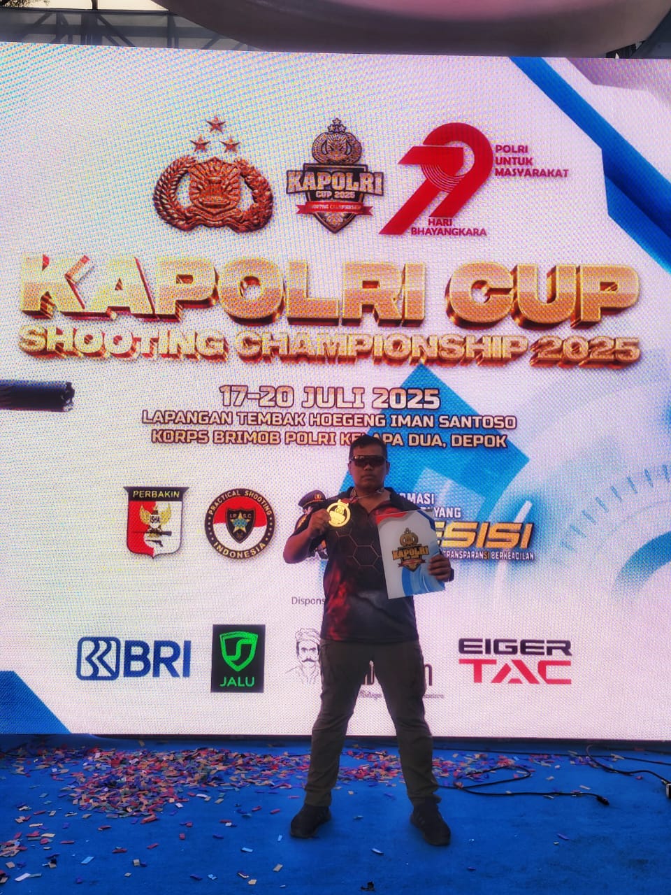 Aipda Rudy Wiradilaga Raih Juara 1 Divisi Revolver di Kejuaraan Kapolri Cup 2025 IPSC Shooting Championship 2025 di Lapangan Tembak Hoegeng Iman Santoso, Brimob Kelapa&nbsp;Dua