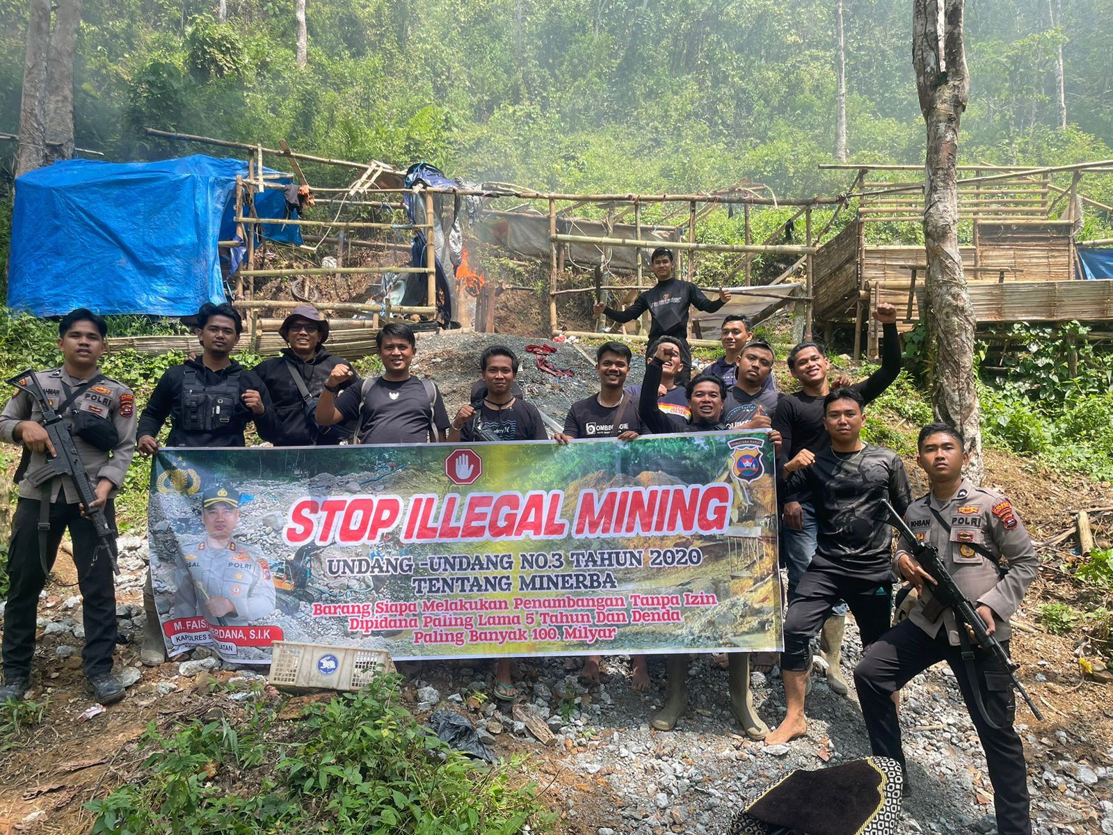 Satgas Anti Ilegal Mining Polres Solok Selatan Gerebek Tambang Emas Ilegal di Pauh Duo