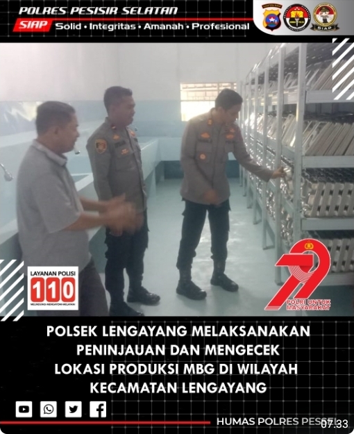 Polsek Lengayang Tinjau Kesiapan Dapur Produksi Makanan Bergizi Gratis Program Pemerintah