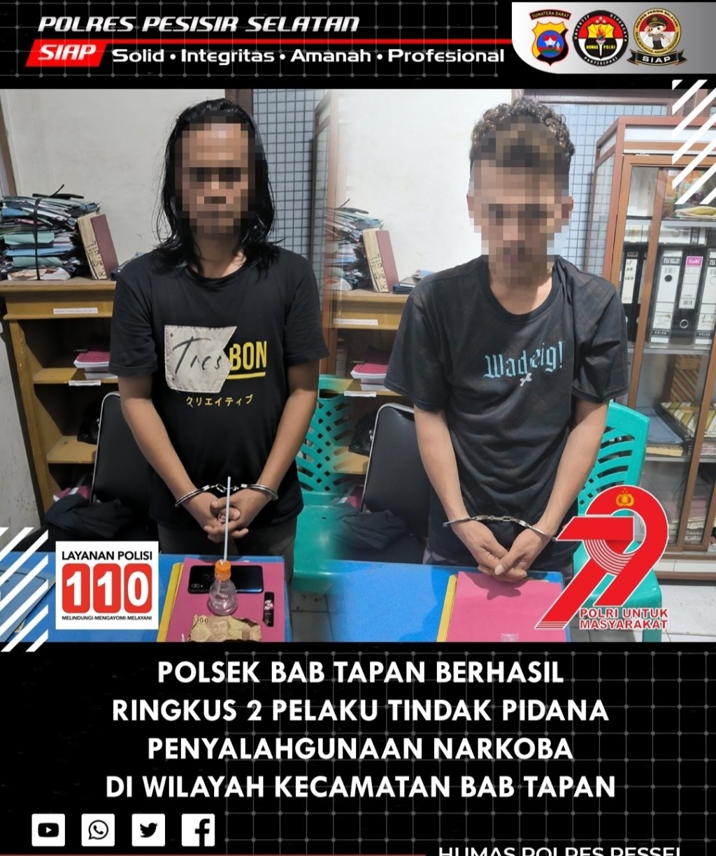 Polsek Basa Ampek Balai Tapan Tangkap Dua Terduga Pelaku Narkoba dalam&nbsp;Semalam