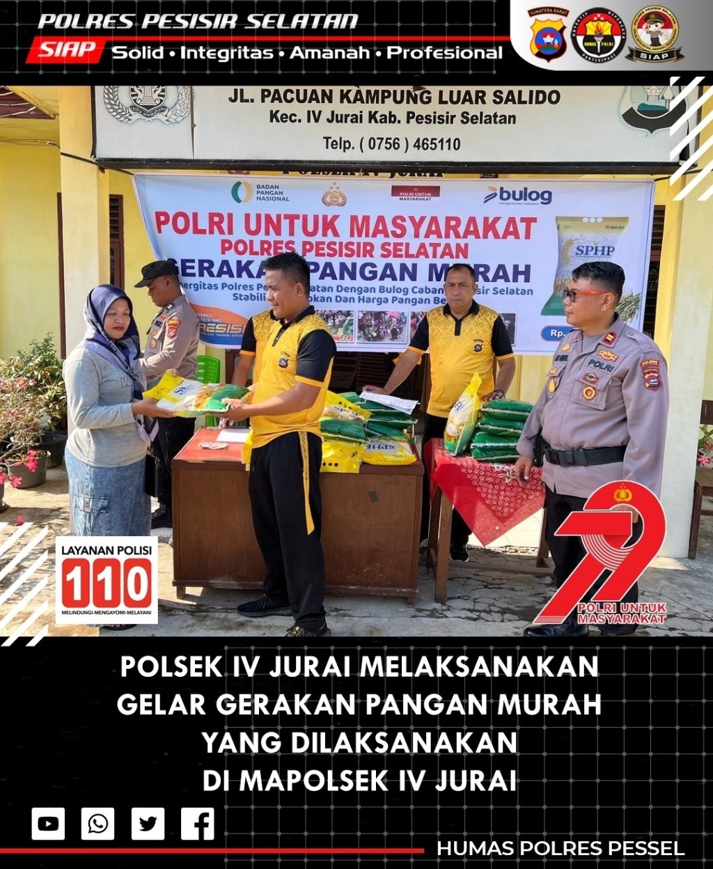 Polsek IV Jurai Salurkan 450 Kg Beras Murah untuk Jaga Stabilitas Harga&nbsp;Pangan