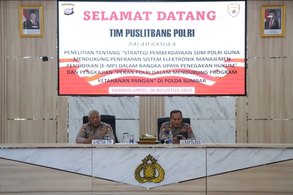 Kapolres Sawahlunto Hadiri Penelitian dan Supervisi Puslitbang Polri di Mako Polres&nbsp;Sawahlunto
