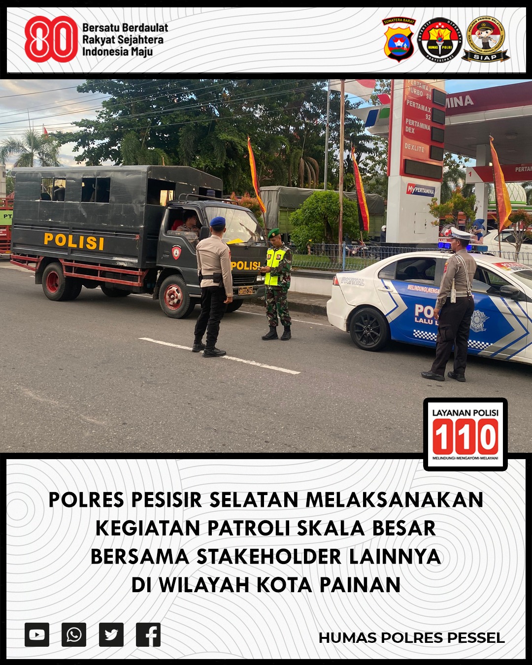 TNI-Polri dan Pol PP Gelar Patroli Gabungan, Pastikan Keamanan di Wilayah Sago dan Painan Timur