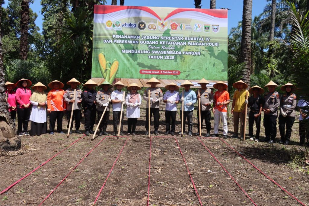 Polres Pasaman Barat Menggelar Penanaman Jagung Serentak Kuartal IV di Nagari Lingkuang&nbsp;Aua
