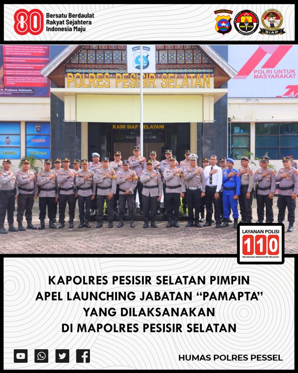 Tingkatkan Pelayanan Terpadu, Polres Pessel Launching Jabatan&nbsp;Pamapta