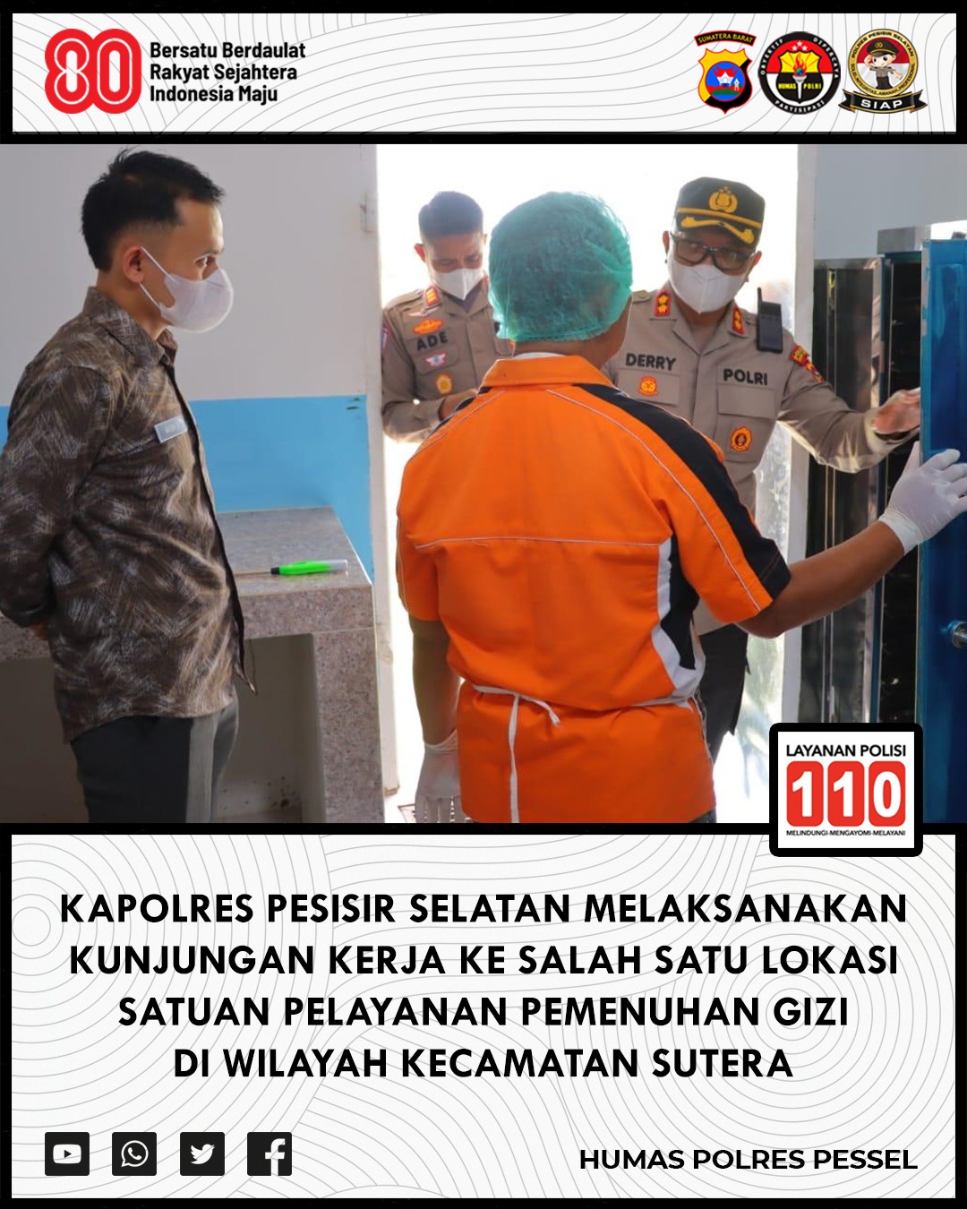 Jamin Higienitas, Kapolres Pessel dan Ibu Ketua Bhayangkari Tinjau Dapur MBG di Sutera
