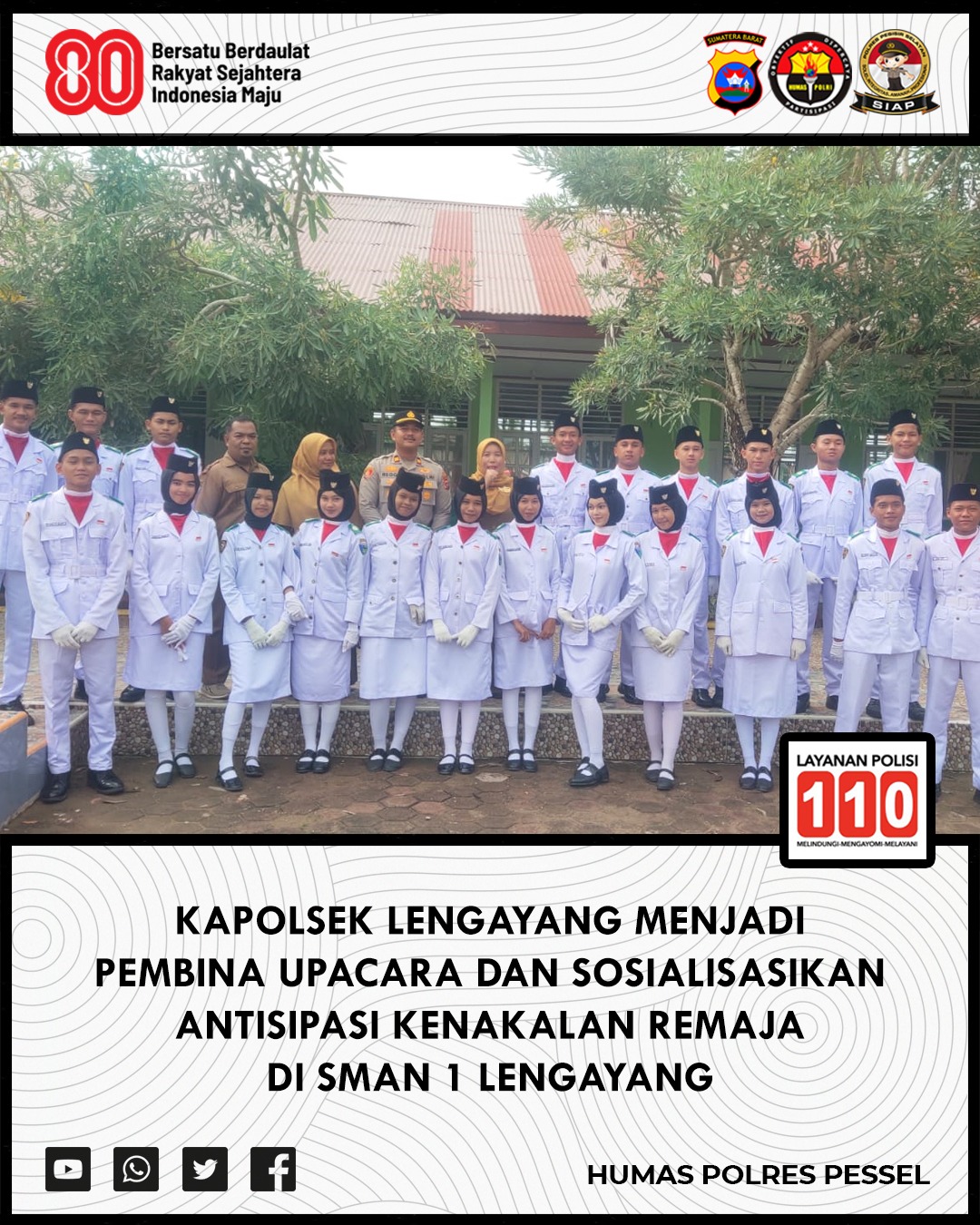 Cegah Kenakalan Remaja, Kapolsek Lengayang Jadi Pembina Upacara di SMA N 1 Lengayang