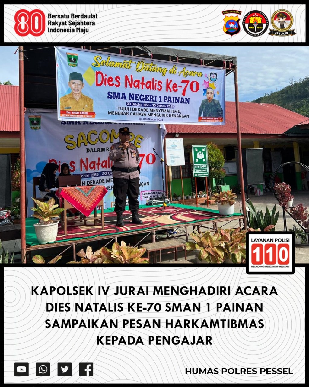 Jamin Ketertiban Siswa, Kapolsek IV Jurai Hadiri Sekaligus Beri Himbauan di Dies Natalis SMA N 1&nbsp;Painan