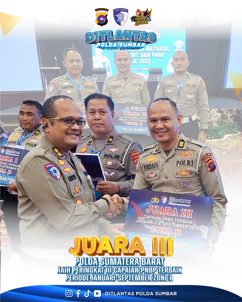 Ditlantas Polda Sumbar Raih Juara III PNBP Nasional 2025, Bukti Inovasi di Bawah Kepemimpinan Kombes Pol&nbsp;Reza