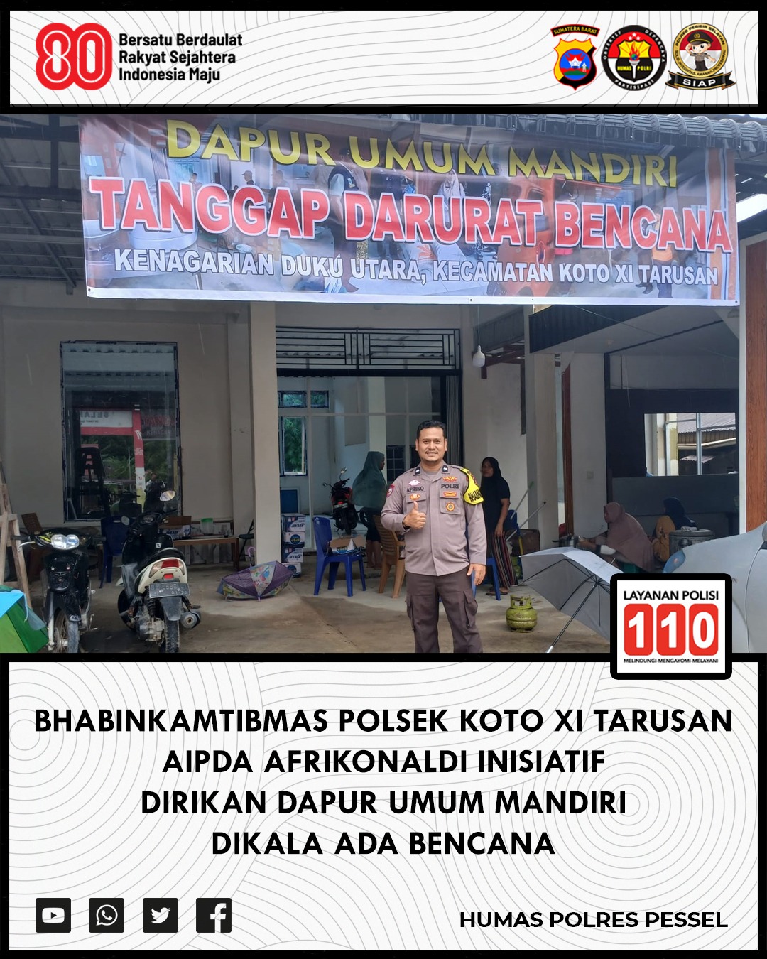 Tunjukkan Kepedulian Nyata, Aipda Afrikonaldi Bhabinkamtibmas Koto XI Tarusan Kembali Dirikan Dapur Umum Mandiri untuk Korban Banjir