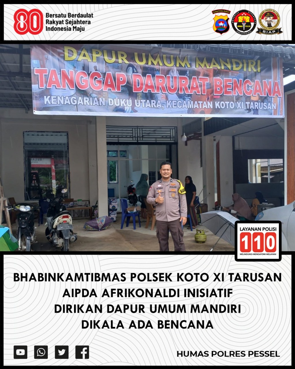 Tunjukkan Kepedulian Nyata, Aipda Afrikonaldi Bhabinkamtibmas Koto XI Tarusan Kembali Dirikan Dapur Umum Mandiri untuk Korban&nbsp;Banjir