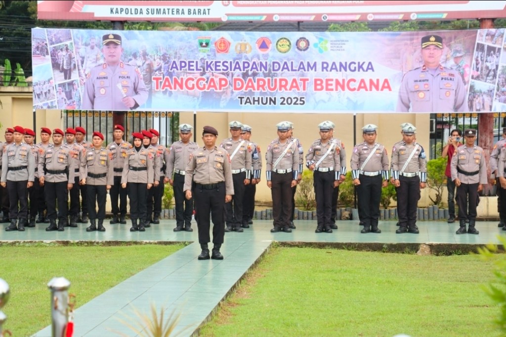 Polres Pasaman Barat Gelar Apel Kesiapan Dalam Rangka Tanggap Darurat Bencana&nbsp;2025