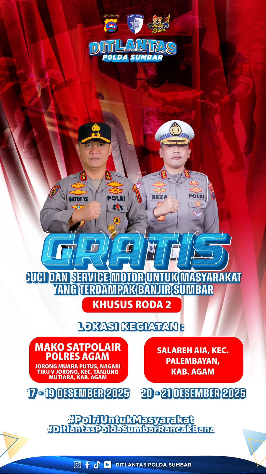 Polda Sumbar Buka Servis Motor Gratis, Polri Hadir di Tengah Warga&nbsp;Terdampak