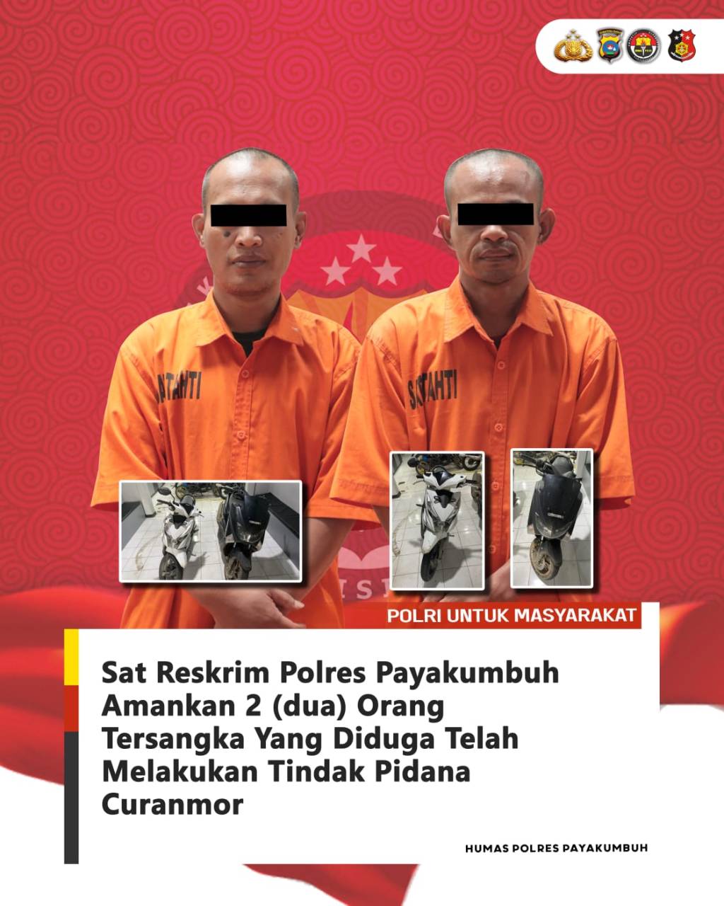 Ungkap Kasus Curanmor, Sat Reskrim Polres Payakumbuh Ringkus Dua Orang&nbsp;Tersangka