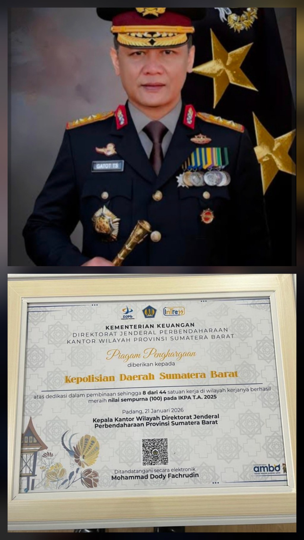 Polda Sumbar Raih Penghargaan IKPA 2025 dari&nbsp;Kemenkeu