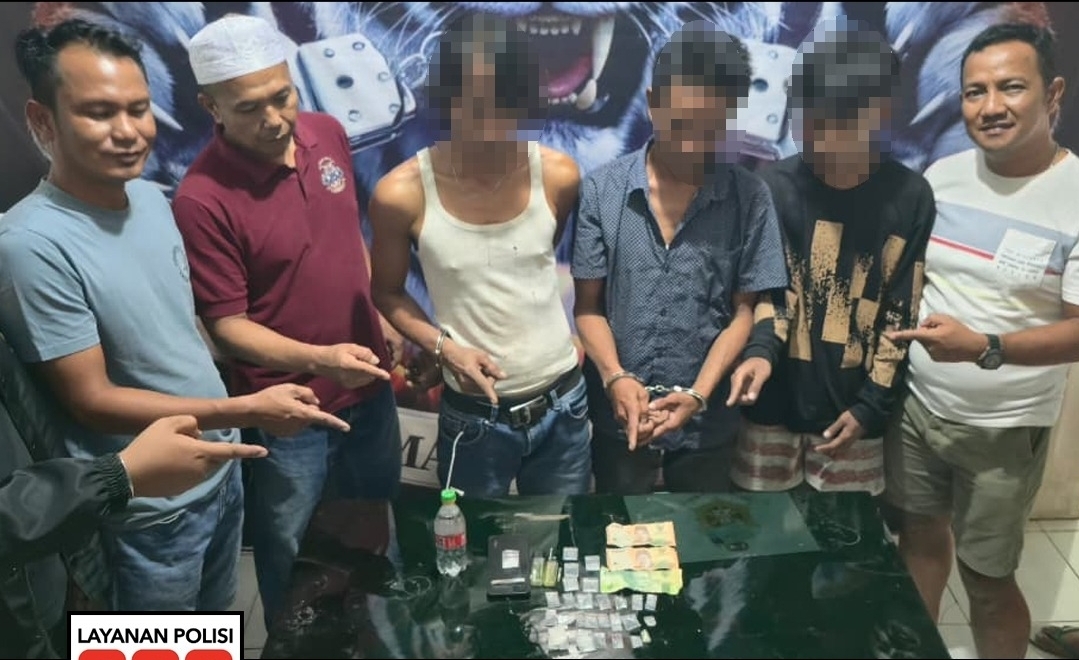 Tim Macan Pelangai Sikat Pesta Sabu di Tanjung Mesjid, Tiga Pria Dewasa Beserta Barang Bukti Diringkus