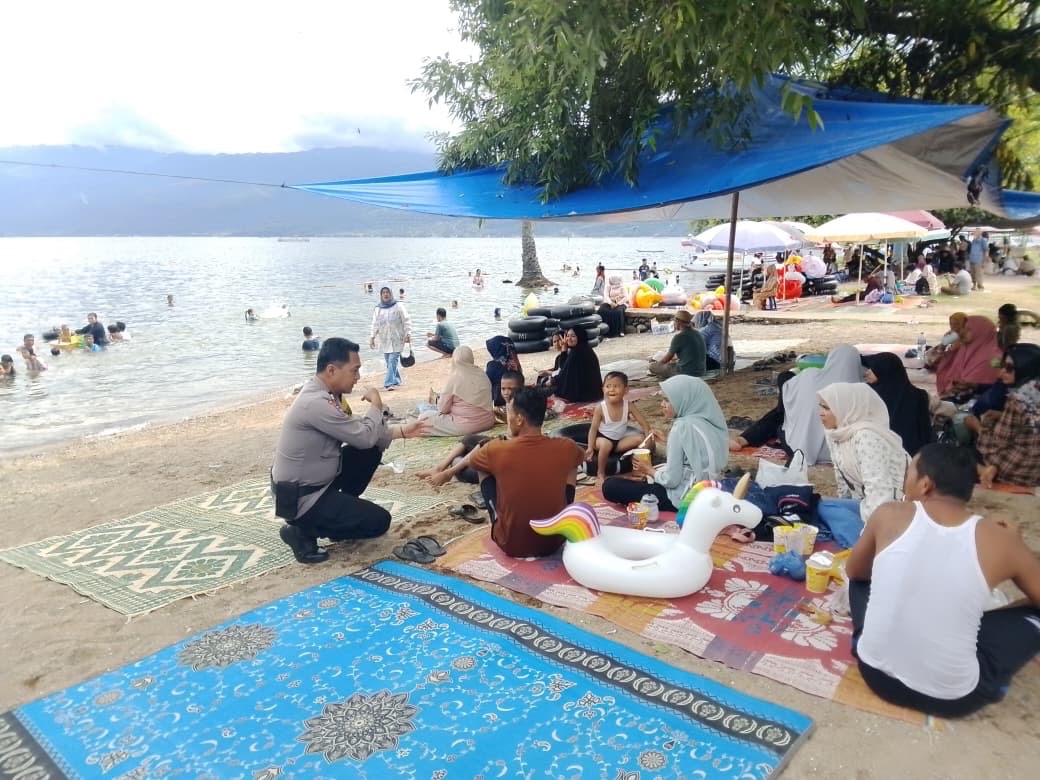Pengunjung objek wisata tanjung mutiara masih ramai,polsek batipuh selatan siagakan personil siap amankan kawasan wisata