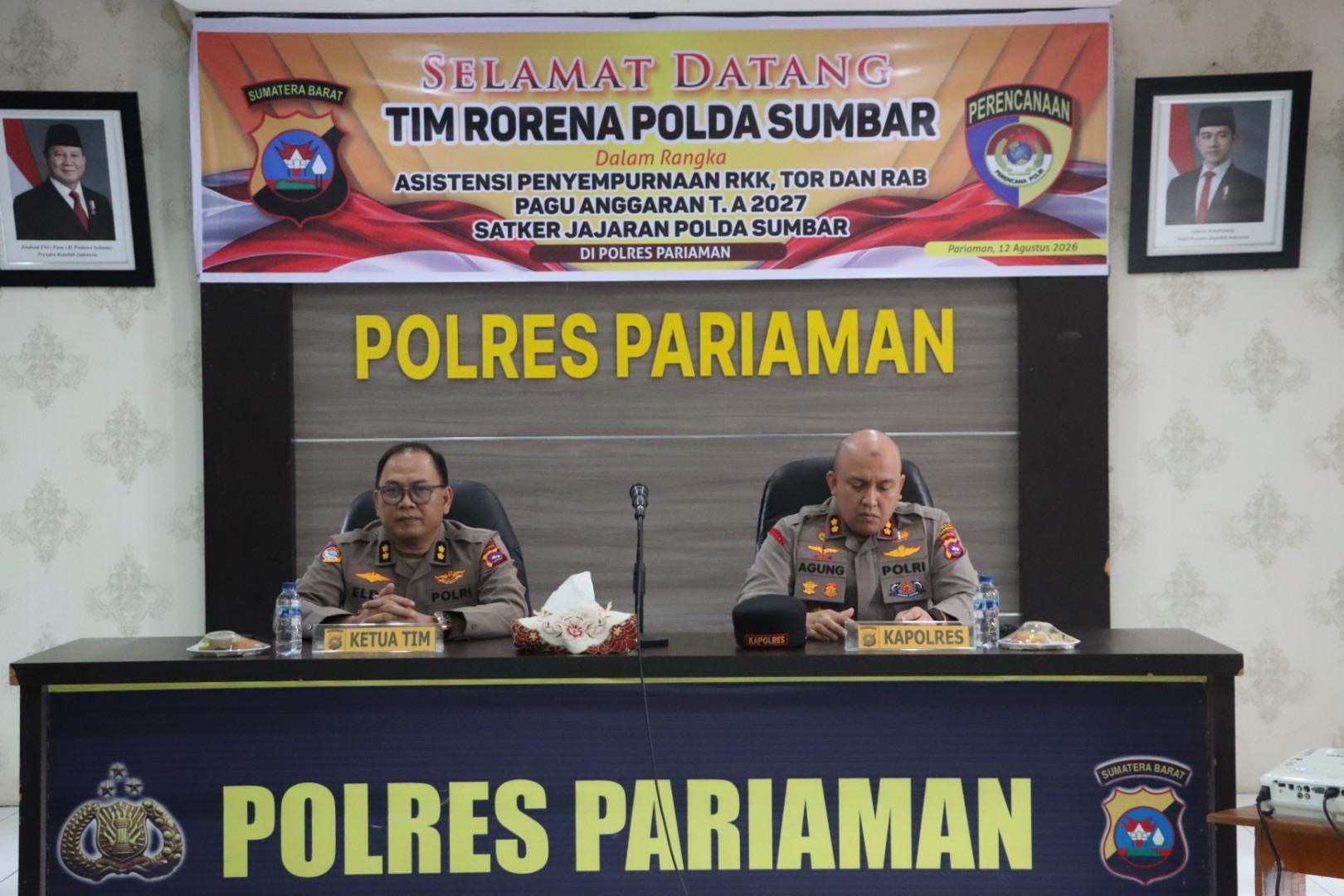 Tim Rorena Polda Sumbar Melaksanakan Asistensi Penyempurnaan RKK, TOR, dan RAB Pagu Anggaran Tahun Anggaran 2027 di Polres Pariaman