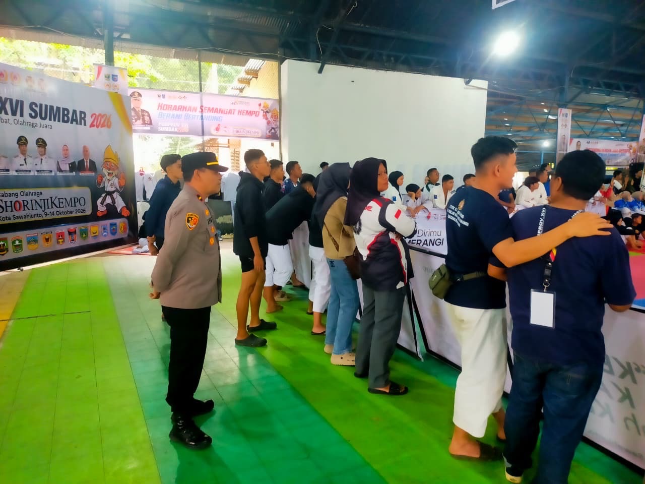 Pastikan Porprov Sumbar XVI Berjalan Aman, Polsek Barangin Polres Sawahlunto Laksanakan Monitoring Cabor Shorinji Kempo