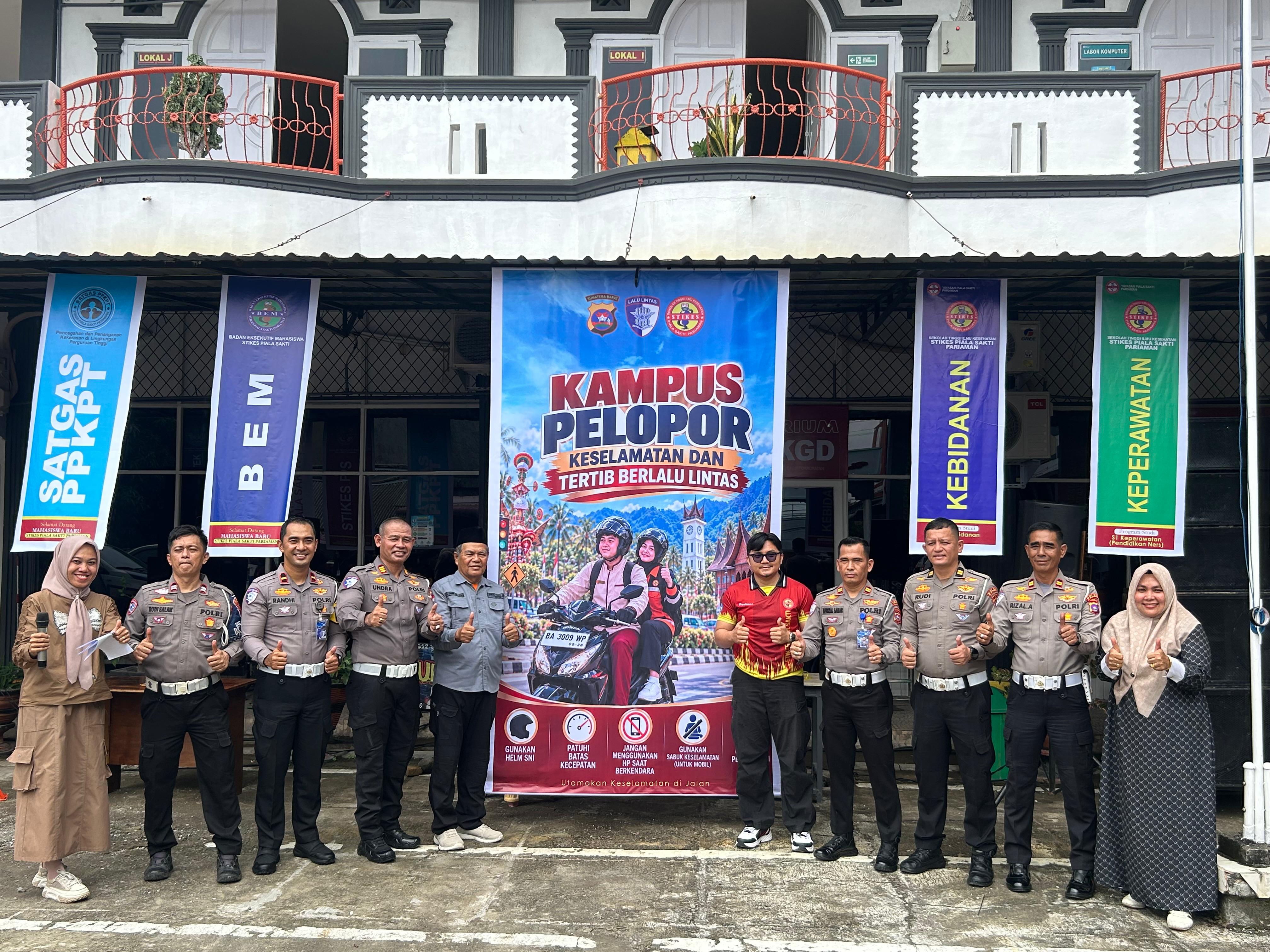 Satlantas Polres Pariaman Launching Kampus Pelopor Keselamatan Berlalu Lintas di STIKes Piala Sakti