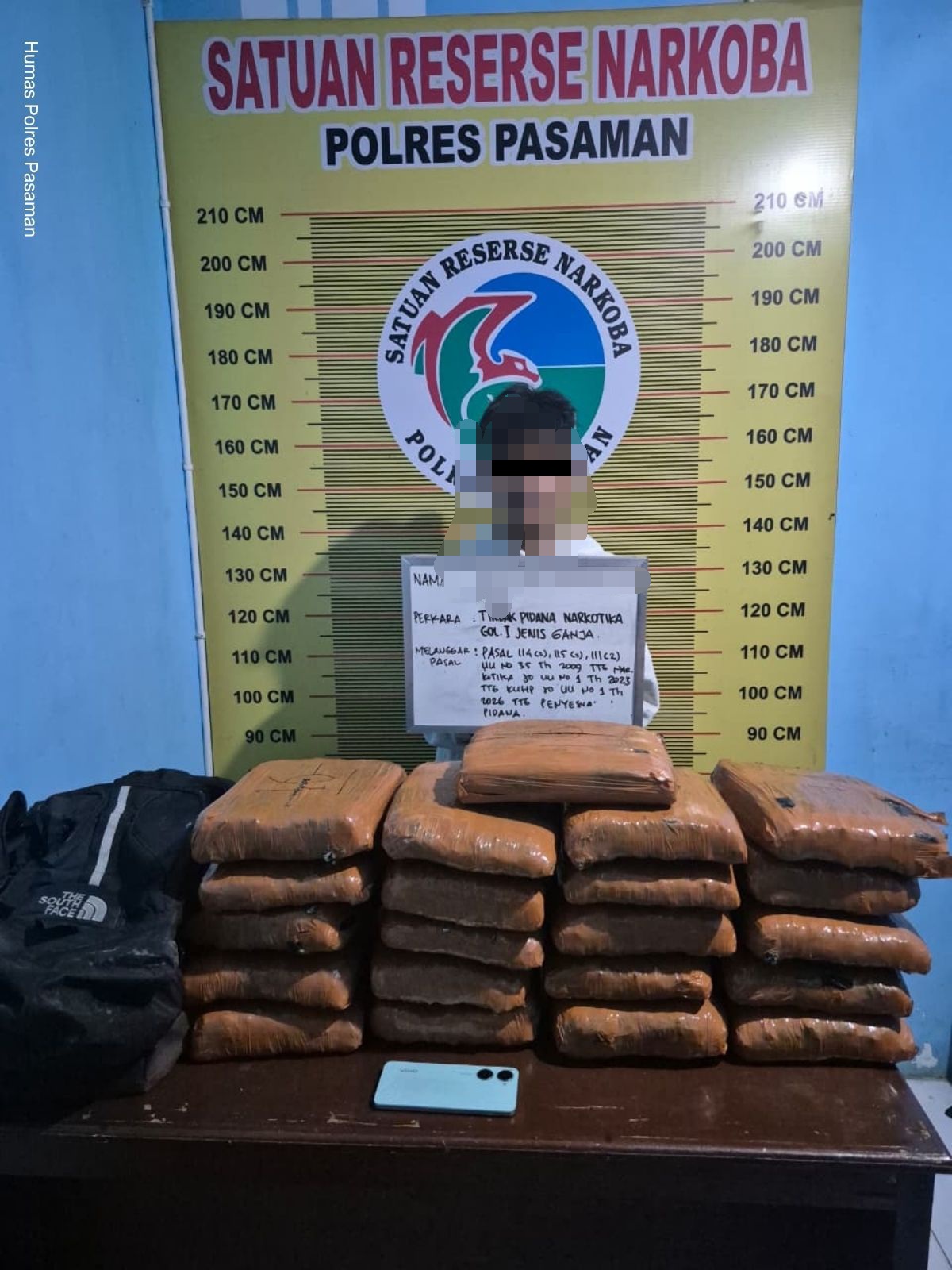 Polres Pasaman Gagalkan Peredaran 21 Paket Besar Ganja, Tim Elang Timur Amankan Terduga Kurir di Padang Gelugur