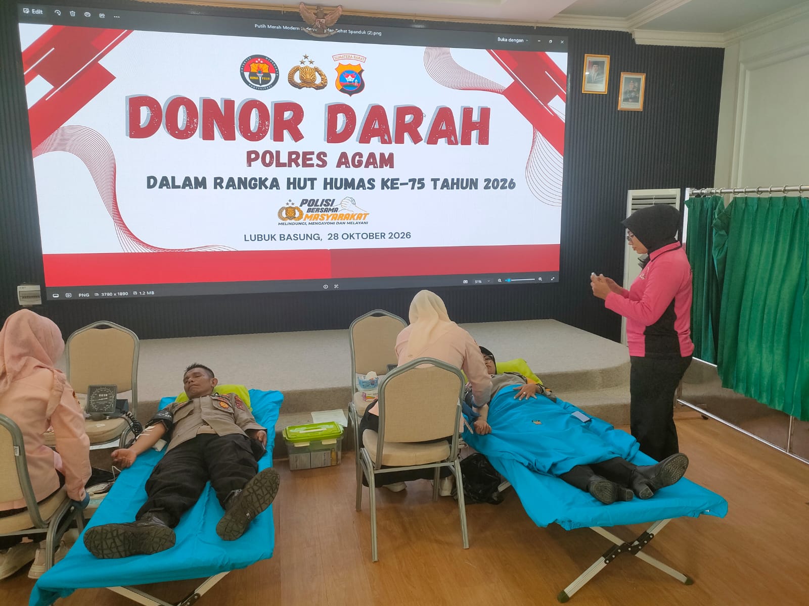 HUT Humas Polri ke-75, Polres Agam Gelar Donor Darah untuk Kemanusiaan